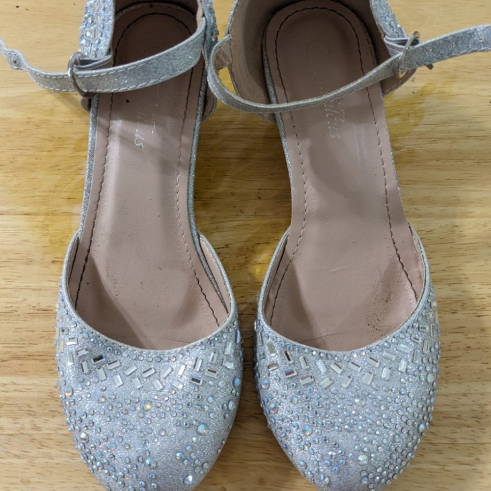 Girls Silver Sparkly Shoes - Size 2